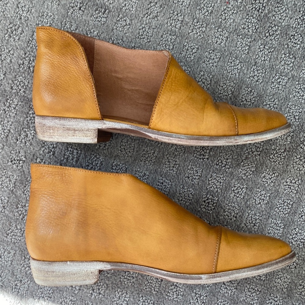 Caramel colored slip on loafers